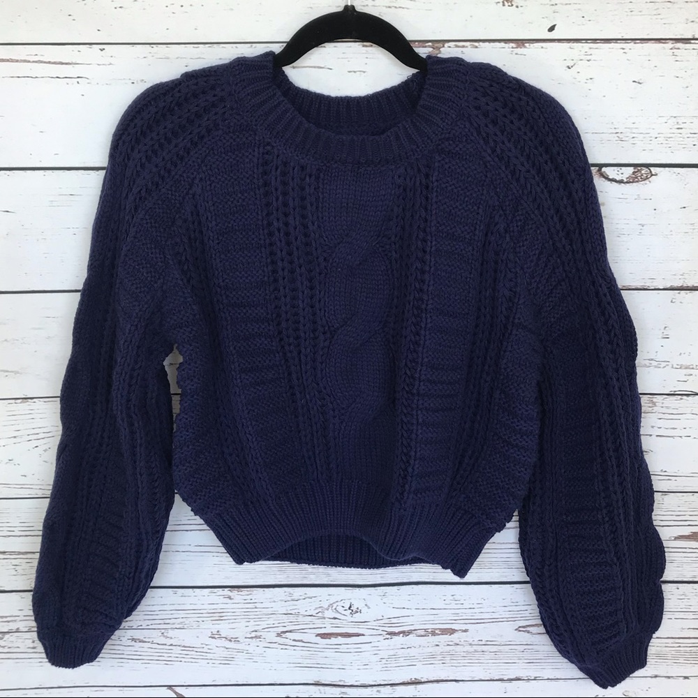 ❗️1 LEFT❗️ Blue Chunky Cable Knit Sweater A1 - Picture 5 of 5